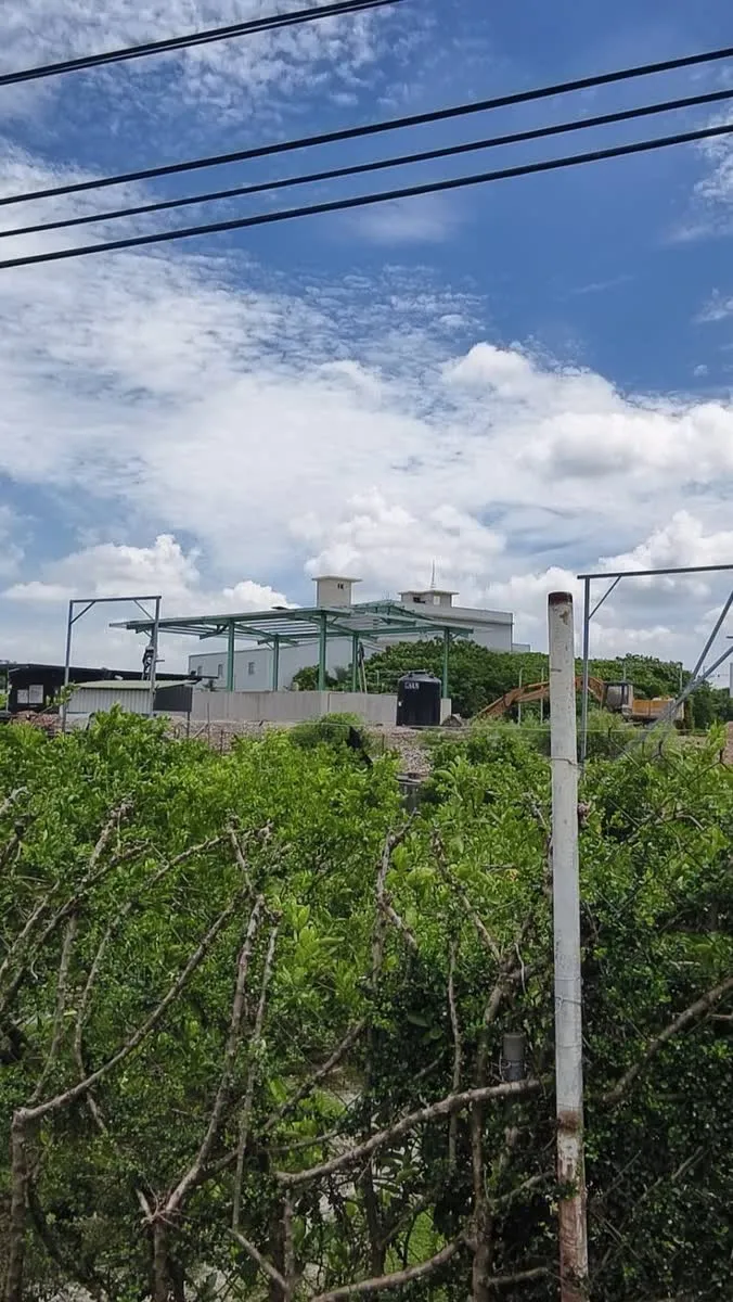 廠區實景：鋼構棚架施工中